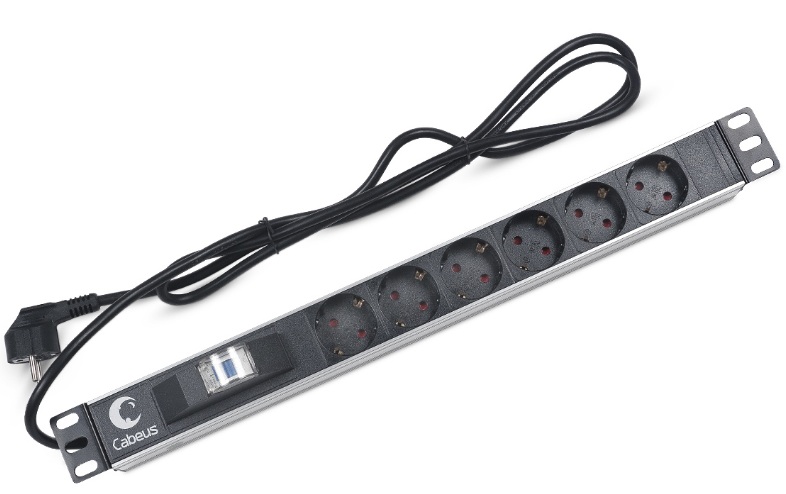 Блок розеток 19", 6 розеток Cabeus PDU-6P-B-2EU