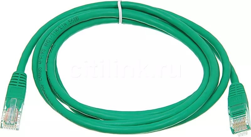 Кабель патч-корд U/UTP 5e кат. 2м Lanmaster LAN-PC45/U5E-2.0-GN