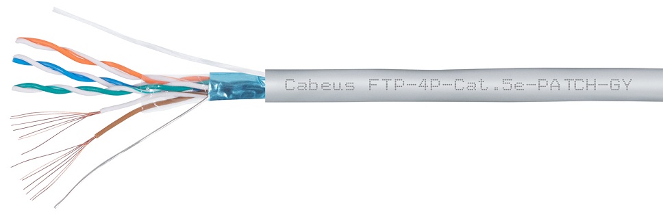 Кабель витая пара F/UTP 5e кат. 4 пары Cabeus FTP-4P-Cat.5e-PATCH-GY