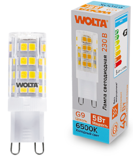 Лампа светодиодная WOLTA WSTD-JCD-5W6KG9-C
