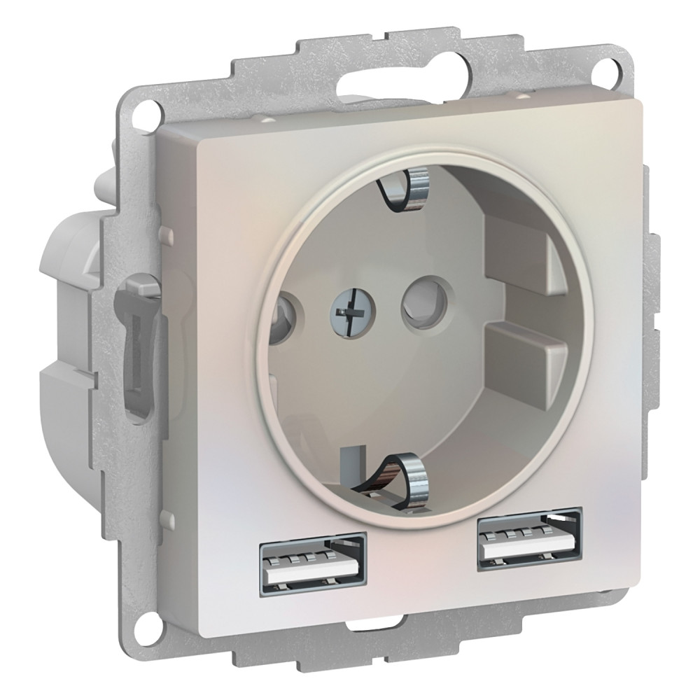 Розетка с заземлением с 2 USB Systeme Electric ATN000430