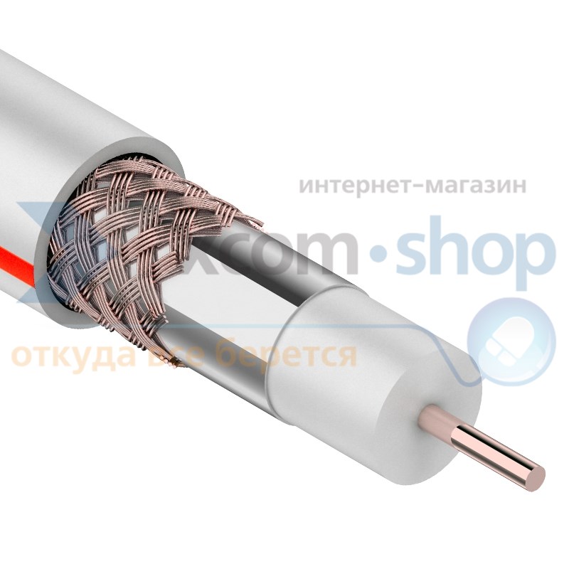 Кабель PROconnect SAT 50 M, Cu/Al/Cu, (64%), 75 Ом, 100м., белый