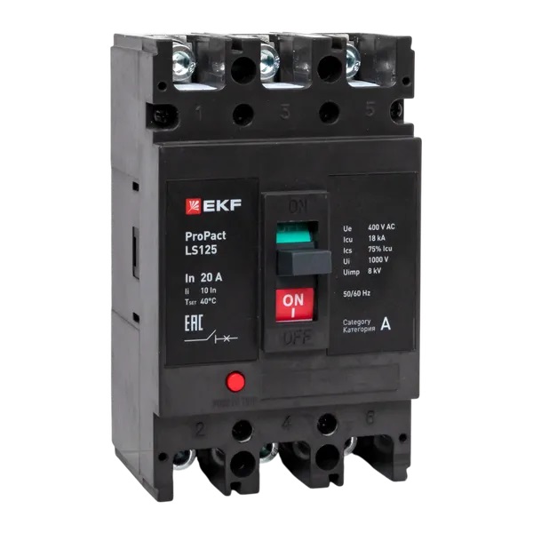 Автоматический выключатель в литом корпусе EKF mccb-125-18-3-20-ls