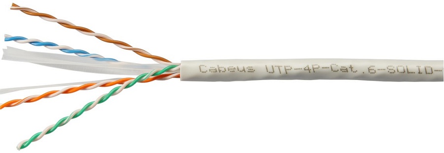 Кабель витая пара U/UTP 6 кат. 4 пары Cabeus UTP-4P-Cat.6-SOLID-LSZH-WH-100
