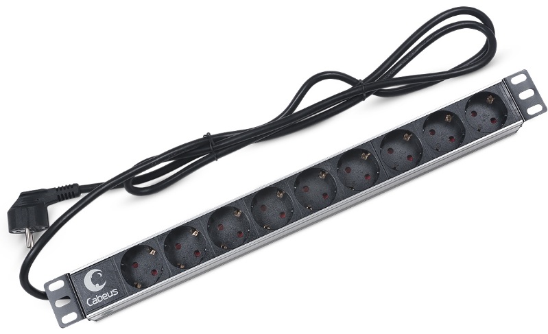 Блок розеток 19", 9 розеток Cabeus PDU-9P-2EU