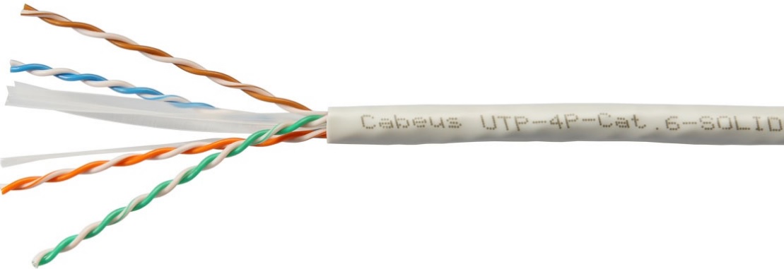 Кабель витая пара U/UTP 6 кат. 4 пары Cabeus UTP-4P-Cat.6-SOLID-LSZH-GY-50