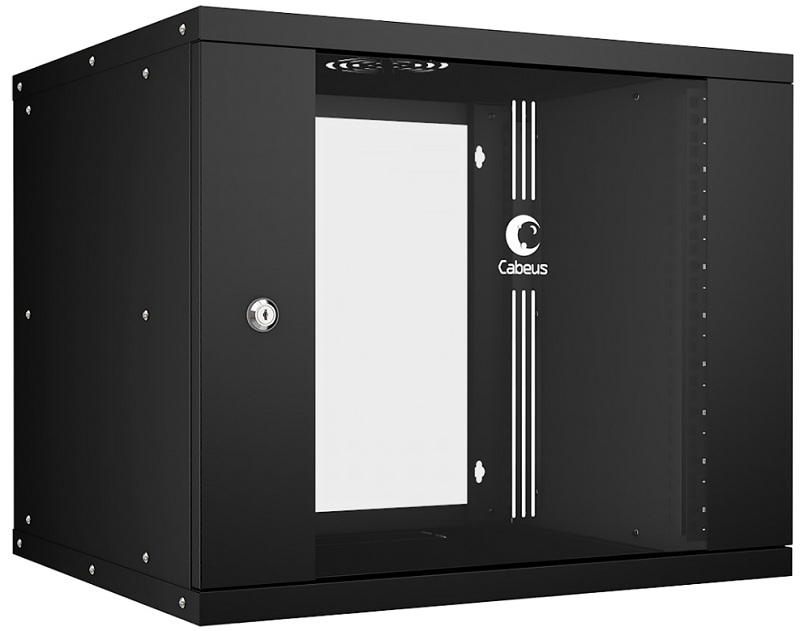 Шкаф настенный 19", 9U Cabeus WSC-05D-9U55/45-BK